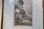 Vintage Etching "Shelley's Cottage, Lynmouth", by British artist Preston Cribb.