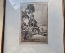 Vintage Etching "Shelley's Cottage, Lynmouth", by British artist Preston Cribb.