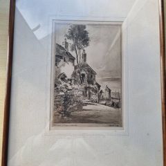Vintage Etching "Shelley's Cottage, Lynmouth", by British artist Preston Cribb.