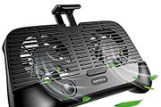 Remax Phone Cooling Pad,Portable Phone Radiator Fan with 2000mAh Li-ion Back Up Battery Muti-Functional Gaming Cooler Handle Grip Charger Stand Holder for 4-6 Inch Smartphone (Black