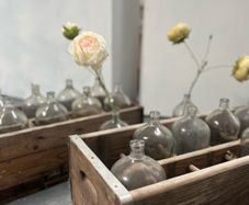 wedding decor, glass bottles, vintage style