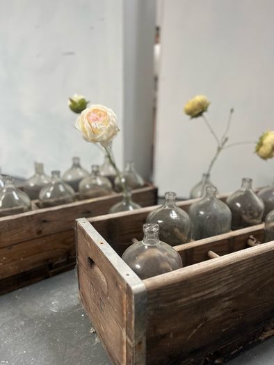 wedding decor, glass bottles, vintage style