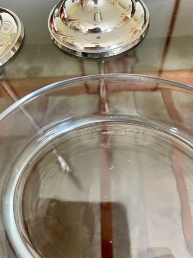 Vintage Calla Lily Oval Glass Lidded Dish Keepsake Box France