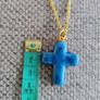 Ceramic glazed cross pendant on a gold coloured chain with a lobster clasp closure in excellent condition with no issues FREE STANDARD POSTAGE INCLUDED Image 5