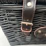 Black wicker picnic basket with leather straps Image 2