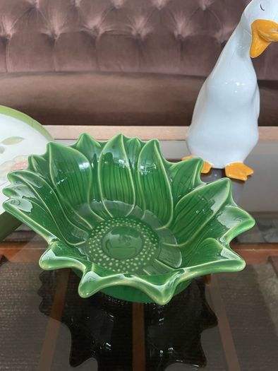 Vintage Appolia French Ceramic Sunflower Baking Form in Provincial Green