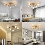 NEW SALE | Modern Sputnik Chandelier Ceiling Light, 5 Lights Golden Semi Flush Mount Image 4