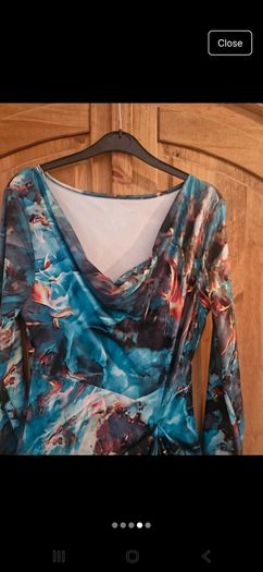 Shein Tie Dye Draped Collar Asymmetric Hem Dress