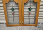 2 mdf oak stained glass kitchen press doors