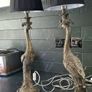 Fabulous Pair Peacock Bronze Metal Lamps Image 8