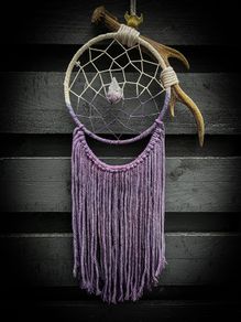 Sacred Antler and Amethyst Dream Catcher Portal Wall Decor
