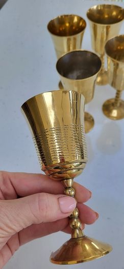 Brass mini goblets x 5