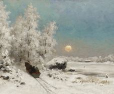 Museum home quality art print Fredrik Ahlstedt winter snow moon driving