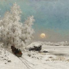 Museum home quality art print Fredrik Ahlstedt winter snow moon driving