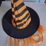 Kids Orange & Black Stripe with Orange Hair Witches Hat Image 3