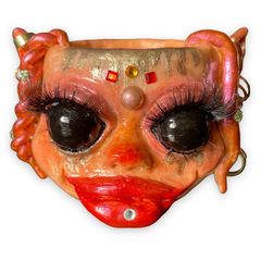 Unique Handmade Creepy Fairy Flower Pot Clay Brand New