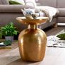 Side Table 36.5 x 46 x 36.5 cm. Aluminium Decorative Oriental Round Table. Designer Storage Table Metal Modern. Side Table Narrow Small Hammered Table Image 5