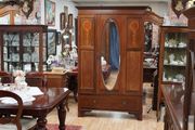 Antique Edwardian Inlaid Mahogany Wardrobe