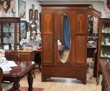 Antique Edwardian Inlaid Mahogany Wardrobe