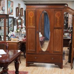 Antique Edwardian Inlaid Mahogany Wardrobe
