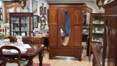 Antique Edwardian Inlaid Mahogany Wardrobe