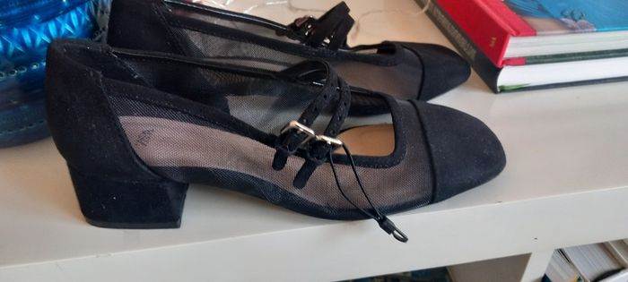 Zara Shoes | Zara Mesh Heeled Mary Janes Shoes | Color: Black | Size: 36