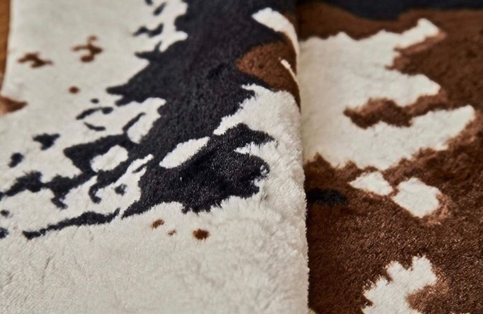 Faux Cowhide Rug (4.6ft x 5.2ft) - Cow Print Area Rug for a Western Boho Decor - Synthetic, Cruelty-Free Animal Hide Carpet with No-Slip Backing