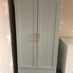 Sage Grey Double Wardrobe with Two Drawers