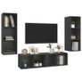3 Piece TV Cabinet Set Grey Chipboard Image 3