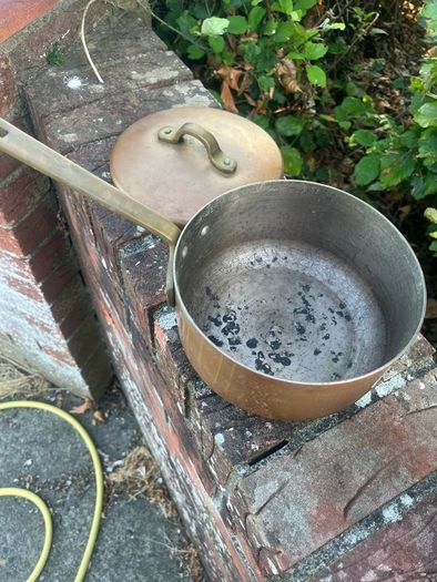 2 copper pots 7in and 8in
