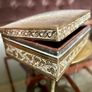 Antique British India Engraved Brass Wood Lined Box 1930s Image 3