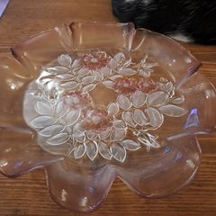 Large Mid-Century Frosted Art Glass Bowl