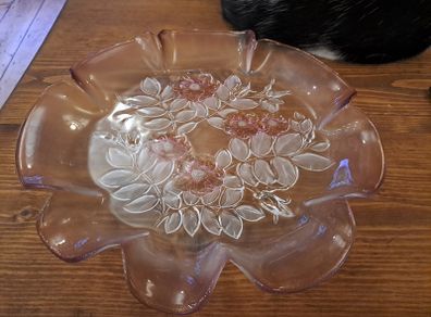 Large Mid-Century Frosted Art Glass Bowl