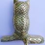 Vintage Pair Brass, Long Eared Owls Sitting On A Branch Image 5