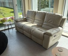3 piece recliner - sofa & 2 armchairs - cream leather