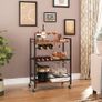Drinks Trolley on Wheels, Bar Cart Trolley, 3-Tier Kitchen Serving Trolley with Glass Holder and Wine Rack, Freely Rotating and Lockable Wheels, for Dining Room, Rustic Brown (FREE POSTAGE) Image 6