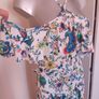 White floral peacock cold shoulders maxi dress size UK10 EU38 Postage included Image 4