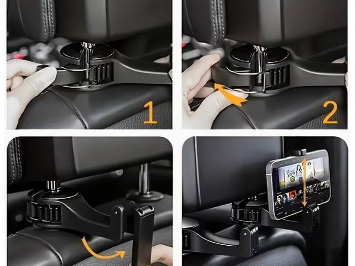 1Pc  Adjustable Car Seat Phone Holder with Headrest Mount -