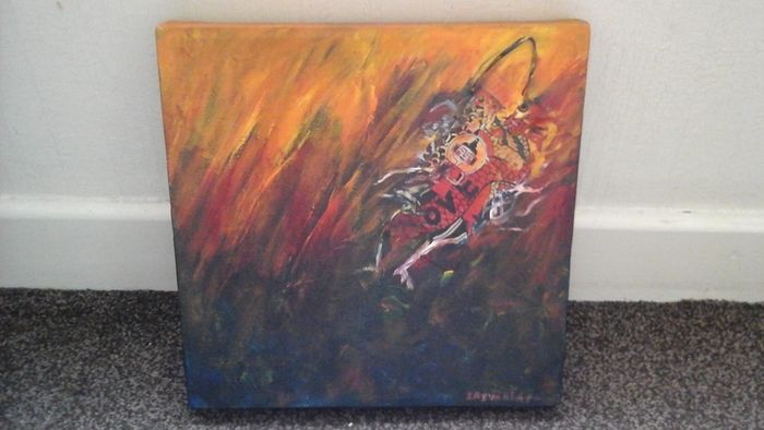 Oil on canvas titled "Burnt Earth" by Imelda Reynolds