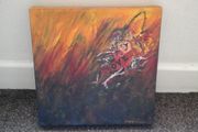 Oil on canvas titled "Burnt Earth" by Imelda Reynolds