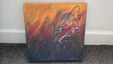 Oil on canvas titled "Burnt Earth" by Imelda Reynolds