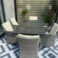 Table and six chairs