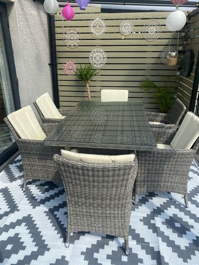 Table and six chairs