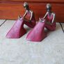 Vintage Bronze Art Deco Sculpture Lady Sitting - Pair Image 4