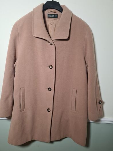 womens BLARNEY WOOLEN MILLS wool cashmere coat 3/4 lenght jacket brown tan camel Size UK 18 EU 44