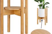NEW SALE | Indoor Plant Stands with Planter Pot Tray, Adjustable Size Fits 8.5 9 10 11 to 12 Inch Pots, Wood Planter Rack, Mid Century Modern Display Rack Rustic Decor
