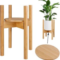 NEW SALE | Indoor Plant Stands with Planter Pot Tray, Adjustable Size Fits 8.5 9 10 11 to 12 Inch Pots, Wood Planter Rack, Mid Century Modern Display Rack Rustic Decor