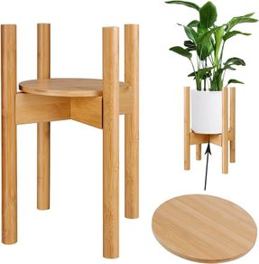 NEW SALE | Indoor Plant Stands with Planter Pot Tray, Adjustable Size Fits 8.5 9 10 11 to 12 Inch Pots, Wood Planter Rack, Mid Century Modern Display Rack Rustic Decor