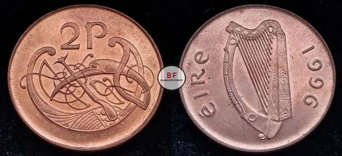 [#2287] - Ireland 1996 | 2 Pence | Irish 2p | KM.21a | UNC