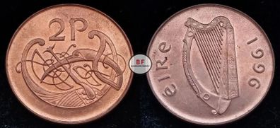 [#2287] - Ireland 1996 | 2 Pence | Irish 2p | KM.21a | UNC